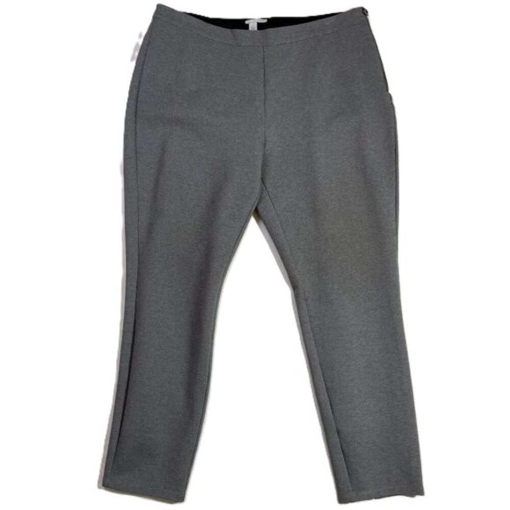 Halogen Ponte Knit Ankle Pants Back Seam Gray Skinny Ankle Slit Size 1X